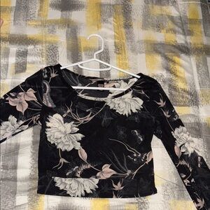 Victoria's Secret Black Floral Crop Top